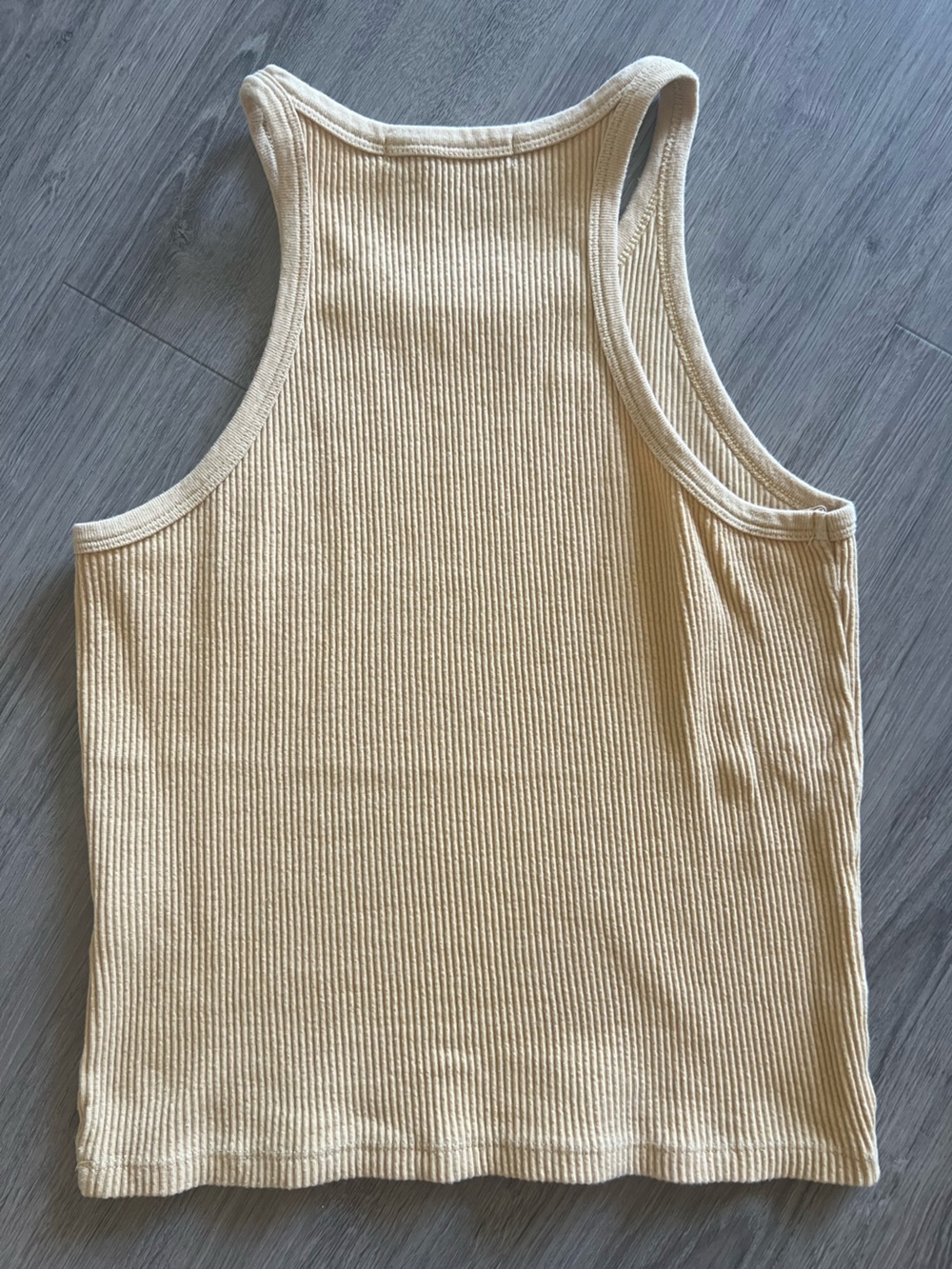 French Connection Pale Cream Ribbed Tank Top - Picture 5 of 7